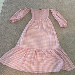 SHEIN | Pink Gingham Midi Dress | Size XS